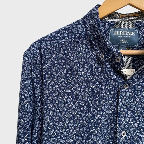 NWT Heritage by Report Collection Floral Printed Button-Down Shirt Men's XL Blue - Picture 3 of 15
